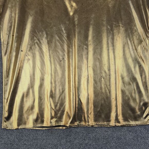 Vintage Joanna Metallic Gold Blouse Womens Size Small Short Sleeve Shiny - Picture 4 of 12
